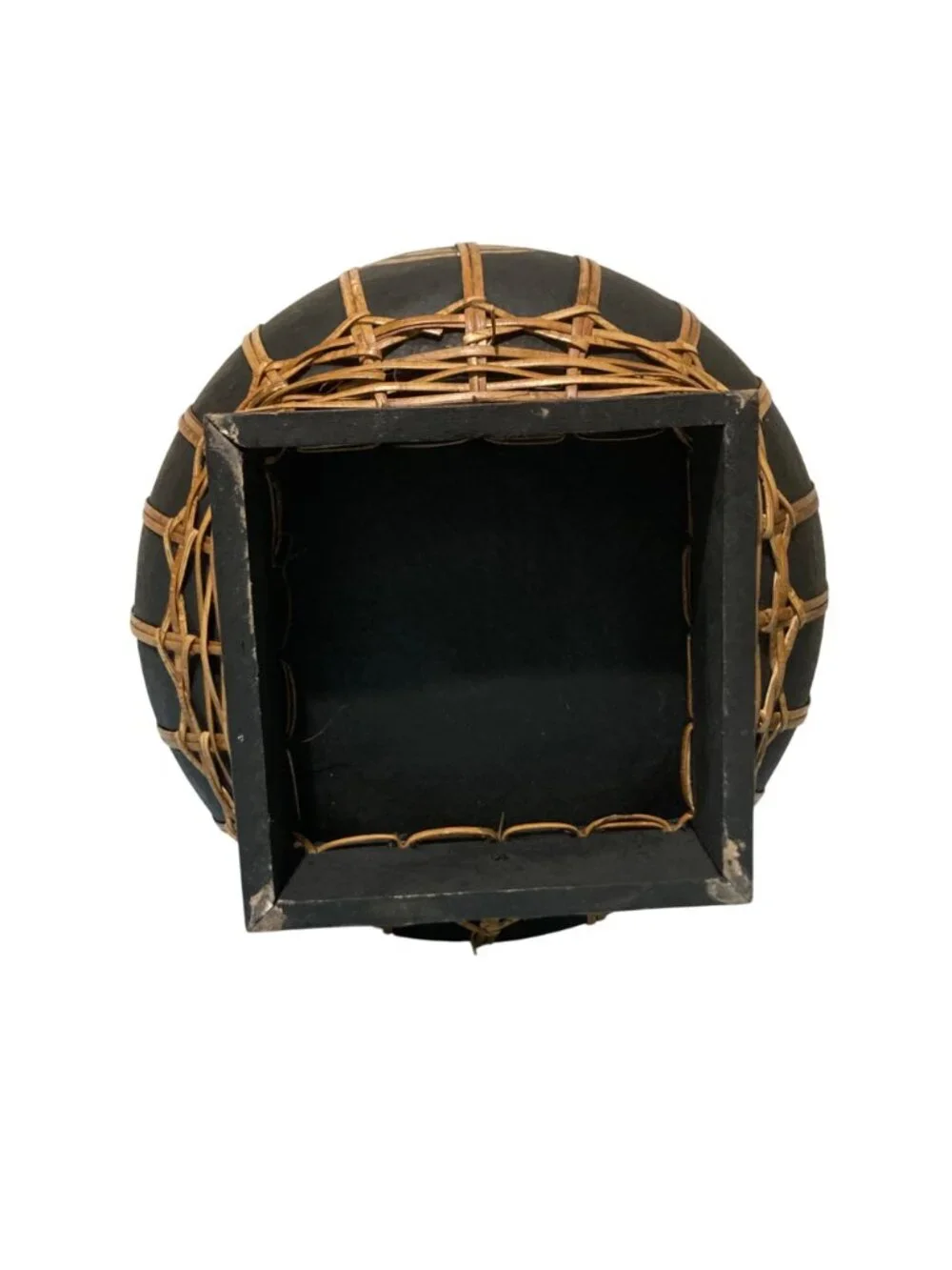 Handcrafted Vintage Thai Rice Basket With Lid And Floral Design